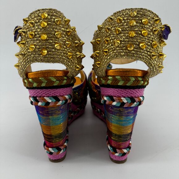 Louboutin Spike Accent Printed Espadrilles - Size 39 - Picture 6 of 8